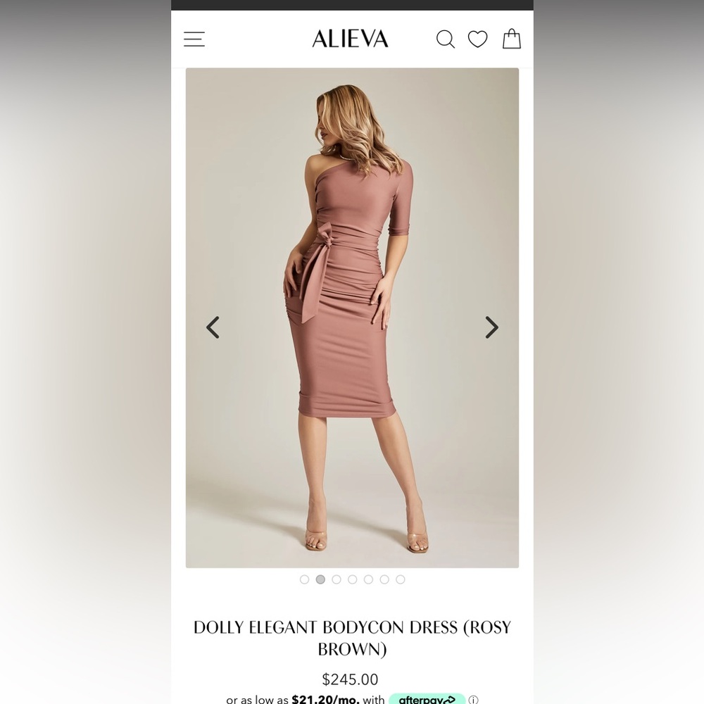 ALIEVA DOLLY ELEGANT BODYCON DRESS (ROSY BROWN) Sz. L NWT. FAST SHIPPING!!!